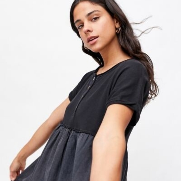 UO Margo Mixed Henley T-Shirt Dress - Picture 2 of 8